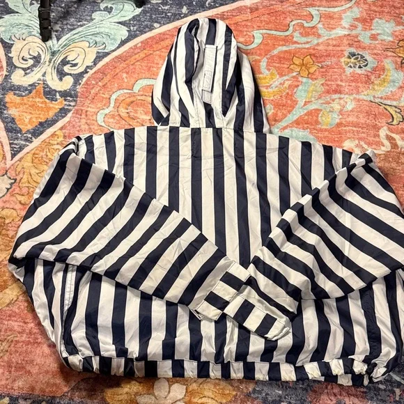Zara Striped Raincoat with Yellow Accents - Picture 3 of 4